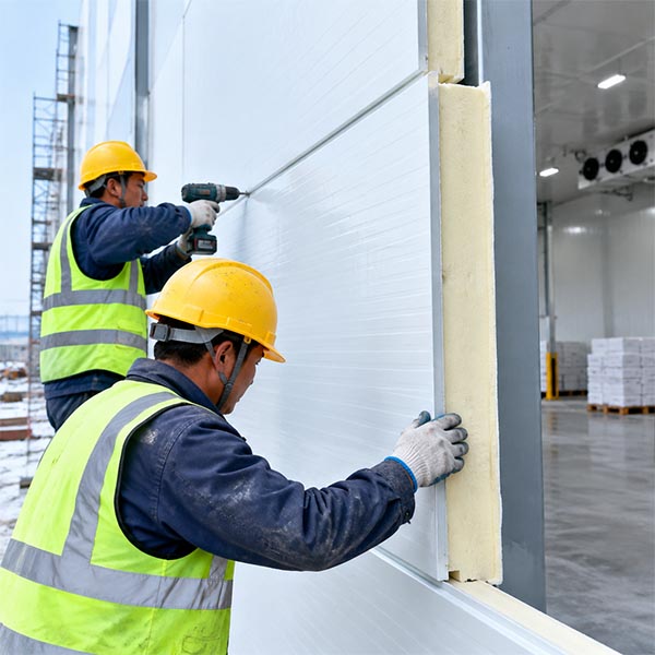 فرآیند اجرای عایقبندی و نصب ساندویچ پانل روی دیوارههای سردخانه صنعتی